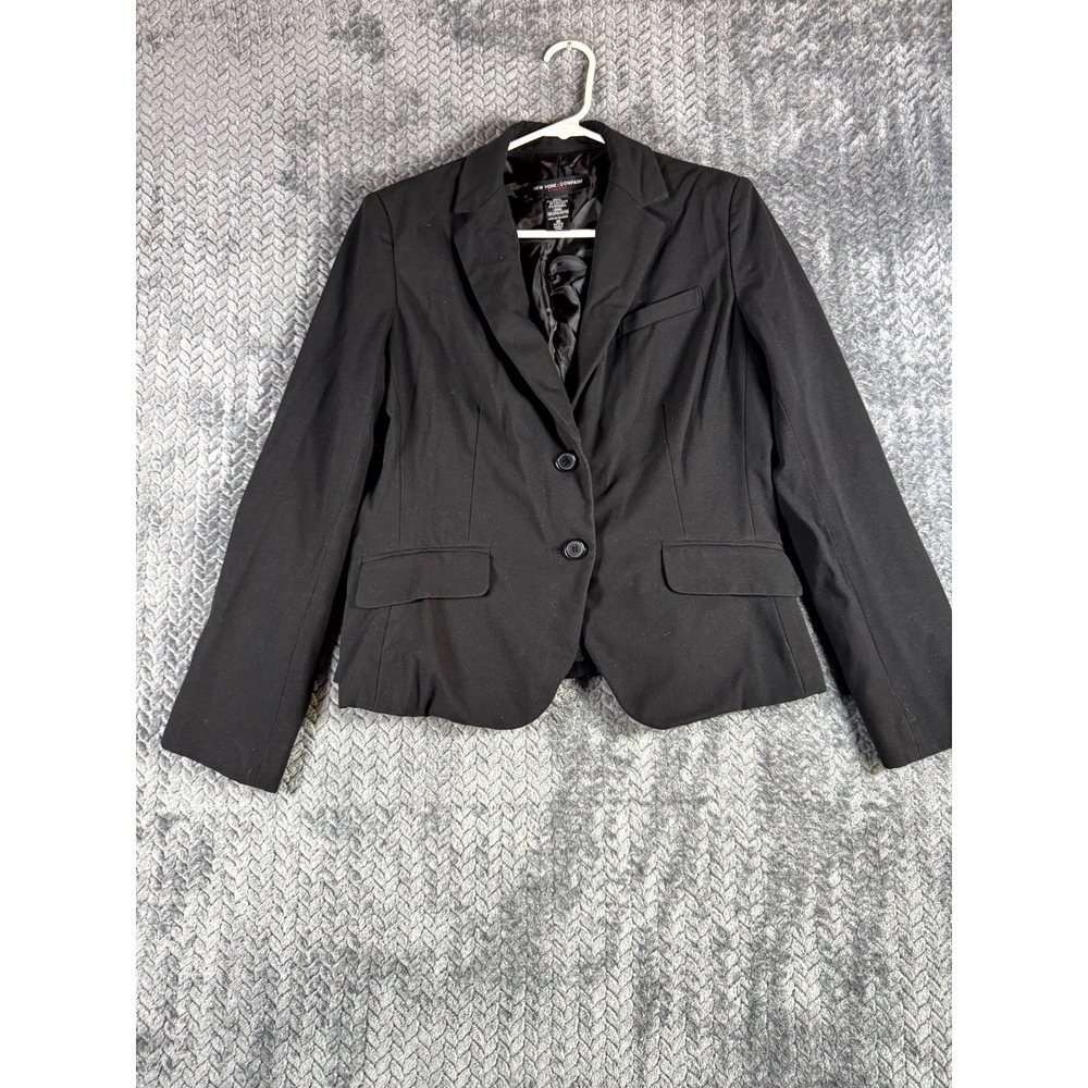 New York & Company Blazer Jacket Womens 10 Petite Black Stretch Lined Business